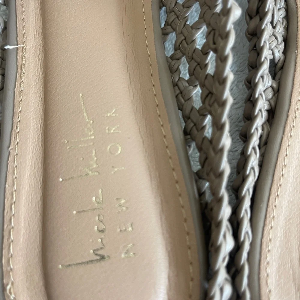 Nicole Miller Woven Slip-On Mules Women’s Size 10 Beige Braided Flats Boho Chic - Picture 4 of 5